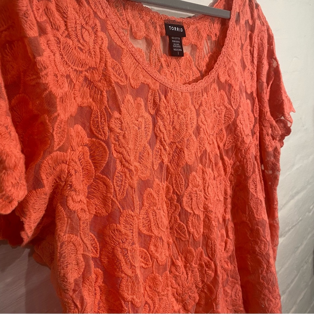 Torrid Corral Sheer Lace Cropped Blouse